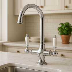 PB classic kitchen faucet tap White handles Chrome 1208910882